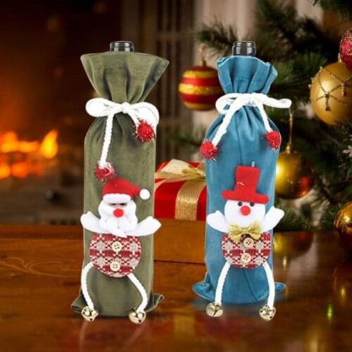 Christmas Wine Bottle Bag Eye-catching Wear Resistant Fabric Xmas Festival Red Wine Decorative Bag for Home Holiday Decoration