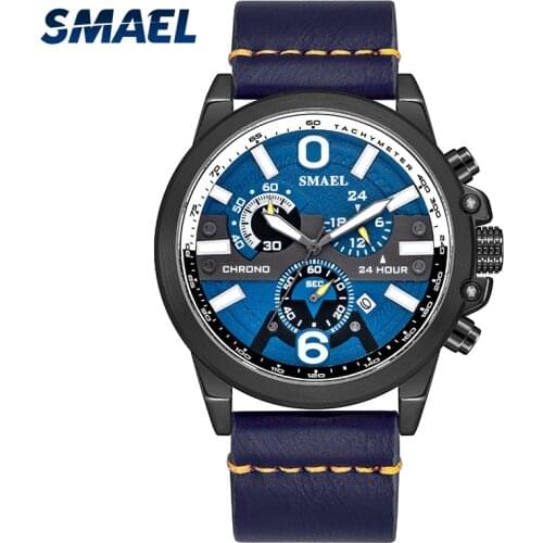 Smael Men Watches 2019 Wristwatches Male exquisite Leather SL-9010 Quartz-watch High-end automation core time Relogio Masculino