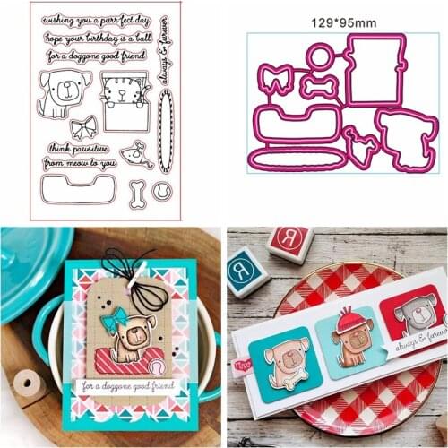 Doggy Cat Clear Stamp Match Metal Cutting Die Stencil For DIY Scrapbooking Decorative Embossing Handcraft Die Cutting Template