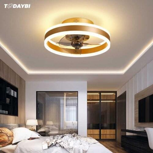 Modern Minimalist Ceiling Fan Light Crystal Decorative LED Remote Control Lighting Bedroom fan Lamp
