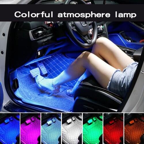 LED car with USB wireless remote control music control multi mode foot lamp environment lamp car interior light