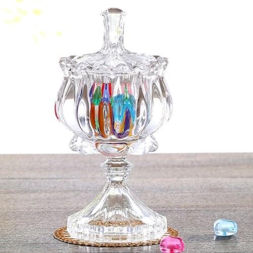 High Foot Glass Candy Tank Individual Crystal Glass Sugar Box Receiving Box/Jewelry Box Reception Gift Storage Tank