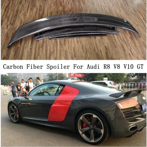 High Quality REAL Carbon Fiber Spoiler For Audi R8 V8 V10 GT 2007 2008 2009 2010 2011 2012 2013 2014 2015 Wing Lip Spoilers