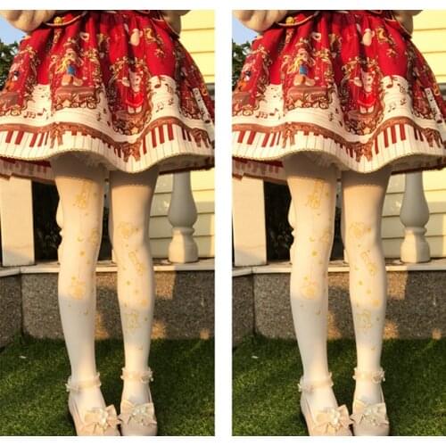 Japanese JK college style sweet lolita stockings lovel retro lace printing cosplay stockings kawaii girl gothic lolita stockings