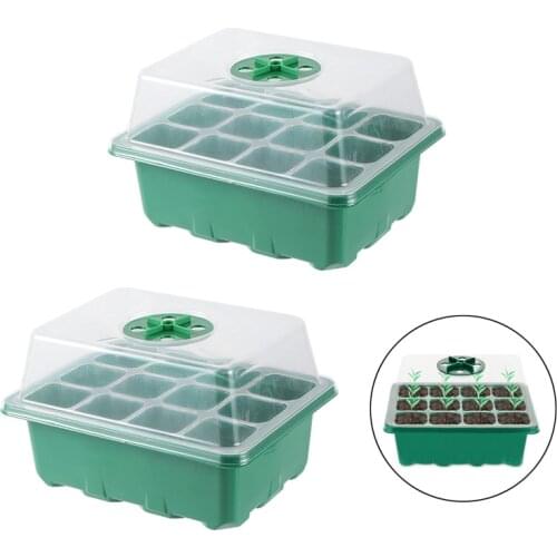 12 Cells Cultivation Growing Box Seed Starter Trays Nursery Pots Seedling Tray Humidity Adjustable Switch Garden Accessories