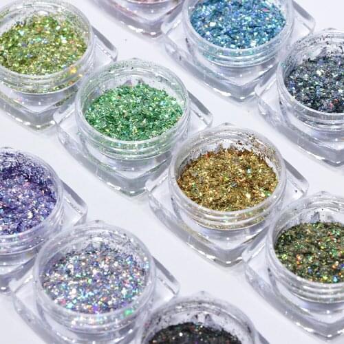 1pcs Sparkles Nail Glitter Mix Nail Art Powder 3D Colorful DIY Paillette Nail Art Pigment Dust Decoration Manicures Tips