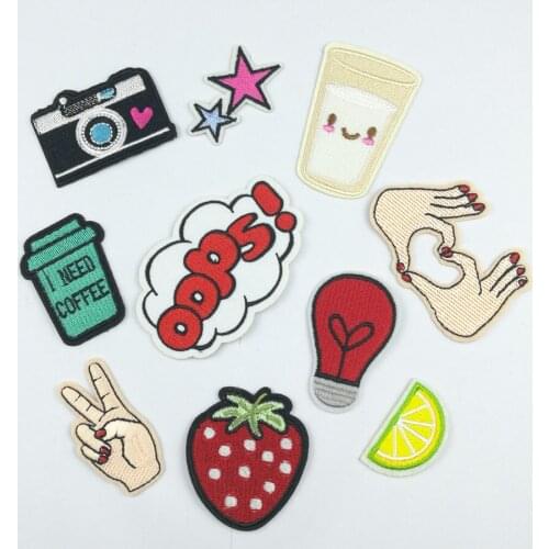 1Pcs Camera Star Embroidered patch Stripe Iron On Patch Sewing Parches Applique Badge Patches Stickers for Clothes Accessories