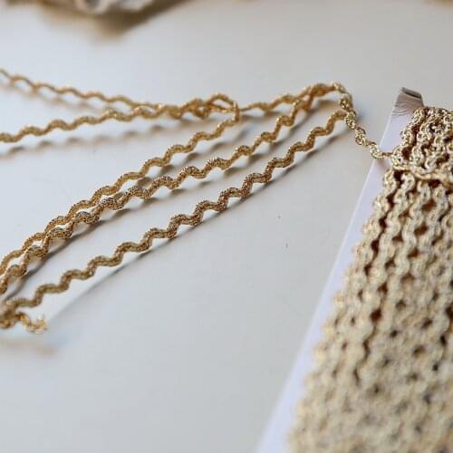 1Yard 90cm Latest Lace Fabric High Quality Ribbon 0.3cm Guipure Gold Lace Material Sewing Trimmings For Clothing Decoration QZ45