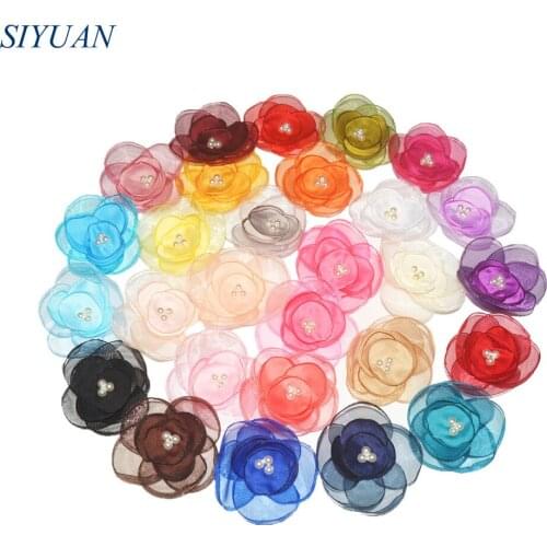 100pcs/lot 3D Singed Layered Silk and Satin Flower with Flat Back Beautiful Headwear Accessories Kids Dress Decoration TH237