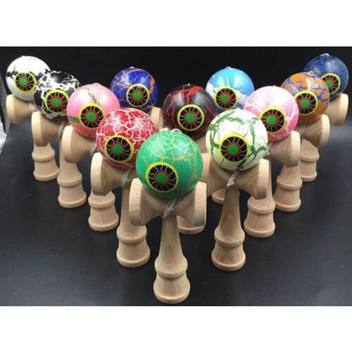 18CM Crackle Eyes Wooden Beech Kendama Balls Skillful Juggling Balls Professional Toys Outdoor Games for Kids Children Adults