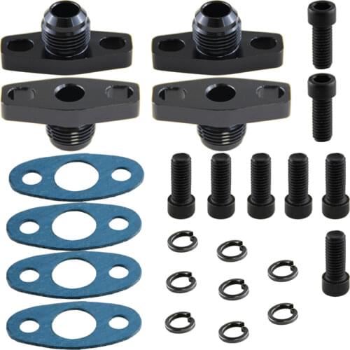 4pcs x 10AN GT T17 T20 T25 T28 T30 T35 Garrett Turbo Billet Oil Return Flange Black