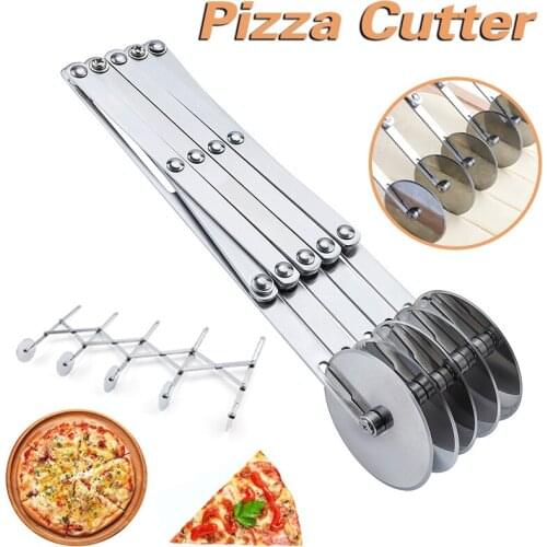 5 Wheel Pastry Cutter Stainless Steel Pizza Slicer Expandable Pie Crust Roller Baking Tool for Household Business xqmg Pizza Too