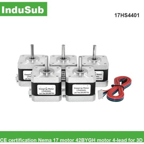 5Pcs/lot 17HS4401 Stepper Motor,1.7A Body 4-Lead Cable and Connector for 3D Printer/CNC 4242mm