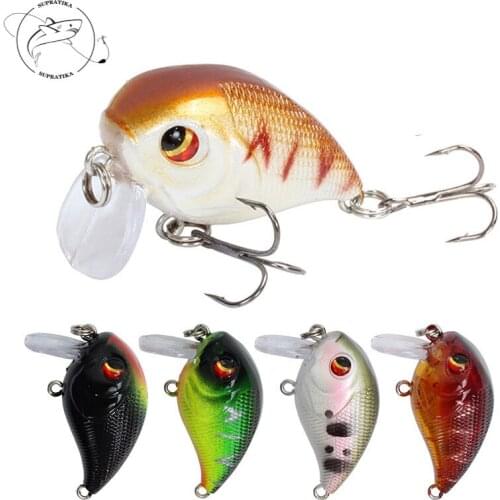 8Color Depth Dive 0.5-1.5m 4.5cm/7.4g Artificial Crank bait Plastic Hard Bait Sea Fishing Lure Outdoor 6# Hook Bionic Bait