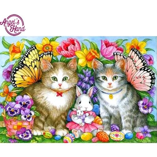 5d diy diamond embroidery cat&butterfly diamond painting Cross Stitch full square drill Rhinestone mosaic decoration