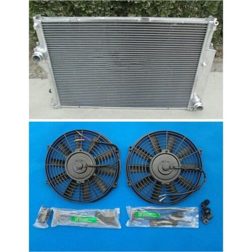 Aluminum Radiator + Fans For BMW 5 E34 M5 S38 530i/535i; 7 E32 730i/730iL/735i/735iL ENGINE 3.5L KIT MT 1985-1995 86 87 88 91