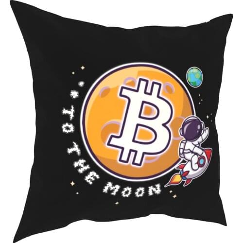 Bitcoin Astronaut HODL Zum Mond Kissen Deckt Couch Crypto Währung Kissen Fall Dekoration Wurf Kissen Fall 45*45cm