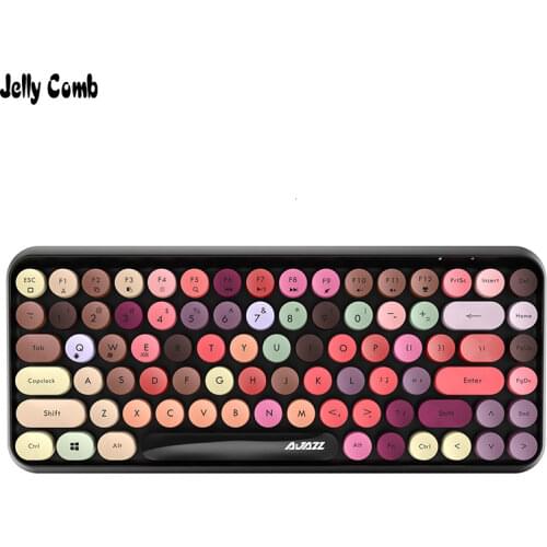 JellyComb Bluetooth Keyboard Retro Round Keycap Plastic Panel Colorful Border WaterproofMobile Phone Keyboard