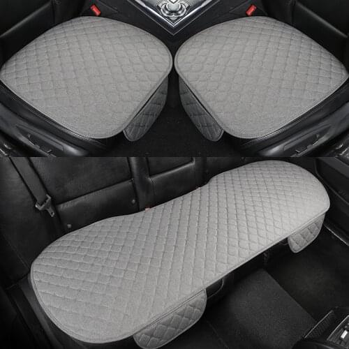 New Flax Car Seat Cover Front Rear Linen Fabric Cushion Breathable Protector Mat Pad Fit Most Automotive interior Truck Suv Van