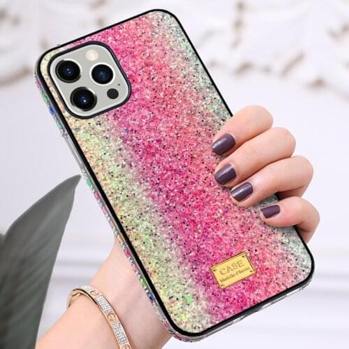 Gradient Bling Case with Glitter Sparkle Diamond Case for iPhone 12 Shiny Crystal Rhinestone TPU Bumper Protective Case Cover