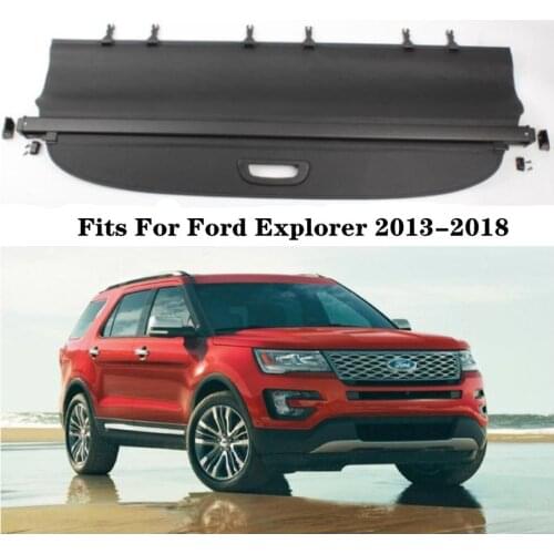 High Qualit Car Rear Trunk Cargo Cover Security Shield ScreenFits For Ford Explorer 2013 2014 2015 2016 2017 2018 (black, beige)