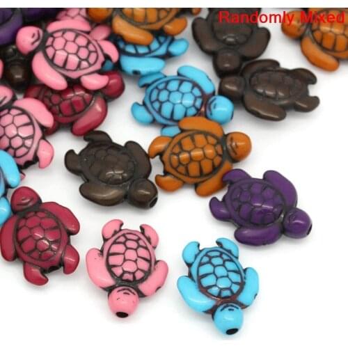 Doreen Box hot- Acrylic Spacer Beads Tortoise/Turtle Mixed 18x15mm,Hole:Approx 1.8mm,100PCs (B27099)