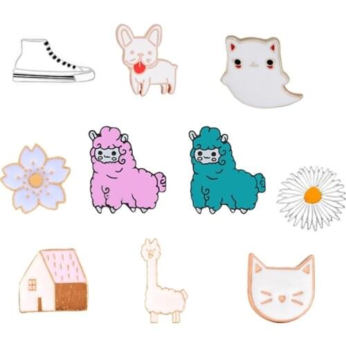 Cartoon Shoes Flower Cat House Enamel Pin Animal Women Jackets Corsage Brooch Collar Pins Badge Backpack Decoration Jewelry Gift
