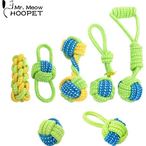 Hoopet Cotton Dog Rope Toy Knot Puppy Chew Teething Toys Teeth Cleaning Pet Palying Ball For Small Medium Large Dogs