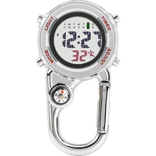 Carabiner Watch Strap Anti-oxidation Shock Resistance with Compass Backpack Belt Pocket Clip on Watch For Outdoor Camping Supply