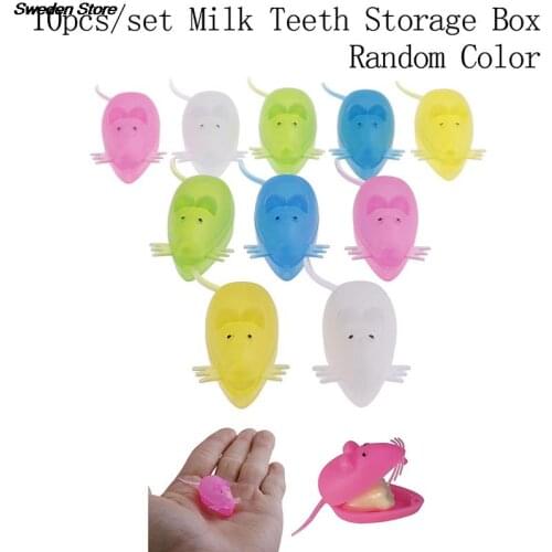 Cute Mini Mouse Shape Plastic Save Milk Teeth Storage Box Baby Teeth Box For Boy Girl Gift Kid Baby Tooth Box Organizer 10pcs