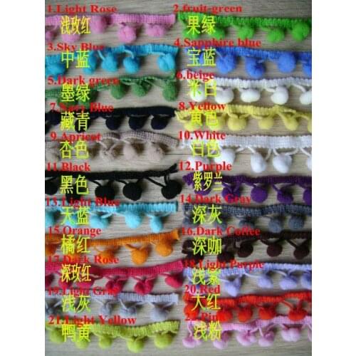 Ball diameter 1.0-1.2CM ball top lace DIY clothing accessories pompon lace 30meter/lot