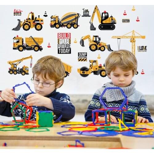 Cartoon Tractor Wall Stickers DIY Cars Wall Art Decal Decoration for Kids Rooms Boys Girls Children Bedroom Home Decor