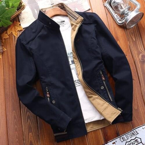 2019 Male Double Sided Loose Coat Plus Size Spring and Autumn Jacket Solid Miliar Cotton Coat Mens Bomber Jackets
