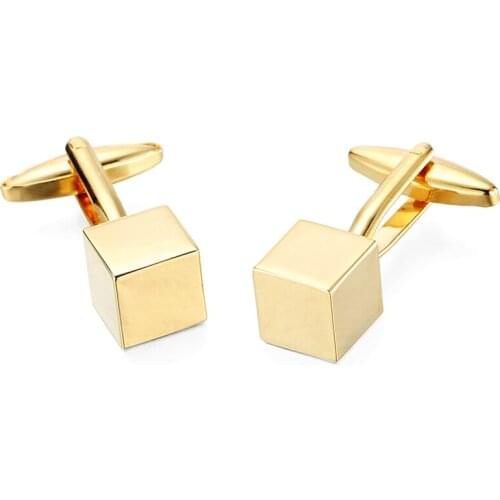 DY new high quality fashion men French shirt Cufflinks The old craftsmen hand polished golden cube Cufflinks