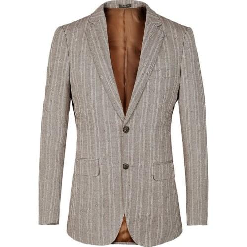 Mens Blazer Mens Striped Slim Single Breasted Suit Jacket Spring and Autumn New Mens Business Casual Jacket