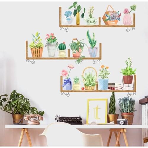 Potted Plant Wall Sticker DIY Pot Culture Wall Decor Decals for Living Room Kitchen Teenager Bedroom Nursery Home Decoration