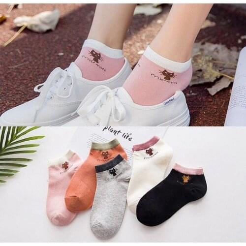 5 Pairs/Lot Womens Short Socks Cute Lovely Kawaii Cartoon Sweet Girls Cotton Socks Casual Women Ankle Socks Funny Socks Female