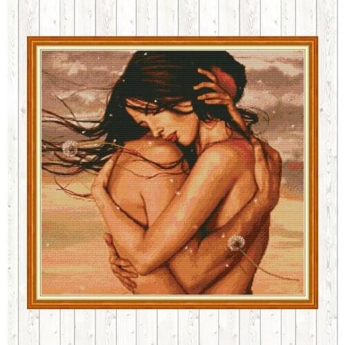 Embrace Painting Counted Printed on Canvas DMC 14CT 11CT,Sets for Embroidery Kits,for Needlework,DIY Handmade Crossstitch Kits