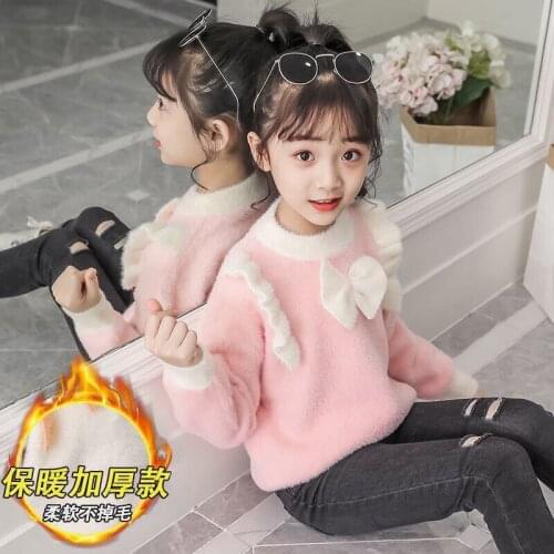 2021 Autumn Winter Knitted Sweater Children Clothing Girls Sweaters Kids Thick Warm Pure Cotton Pullover Clothes Sweater W180