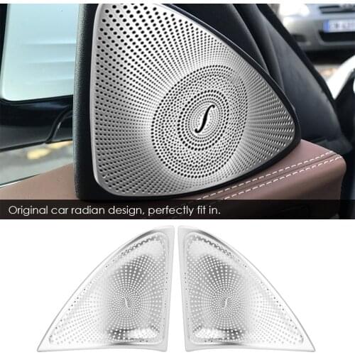 Pair of Matte Silver Car Door Audio Speaker Tweeter Trim Aluminum Decoration Cover W213 16-17 for Mercedes Benz E Class