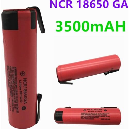 NCR 18650GA High Discharge 3.7V 3500mAh 18650 Rechargeable Battery Suitable for All Kinds of Electronic Products+DIY NICKEL