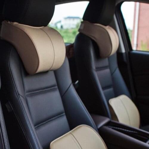 Car Neck Pillow Artificial Leather Memory Cotton Auto Car Head Neck Rest Pillow Seat Headrest Cushion Support Car Accessories