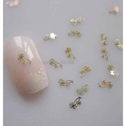 Approx. 1000pcs/bag Metal Gold 4*5mm Double Palm Tree Slices Nail Art Non-adhesive Metal Pieces Nail Art Decoration MS-272-2