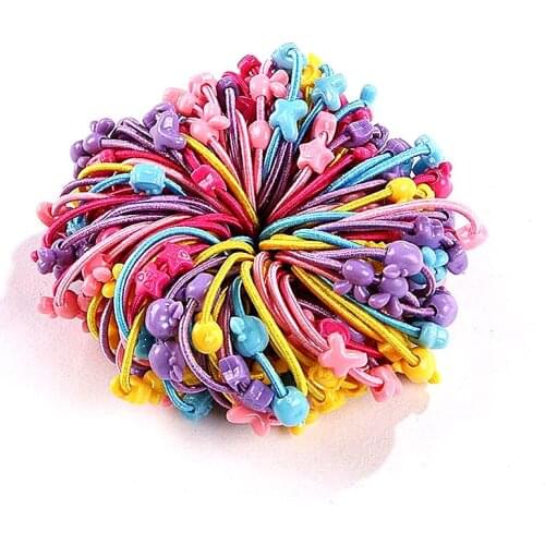 100 Pcs Fashion Girls Bow Elastic Hair Bands Candy Color Hair Rope Scrunchie Rubber Band Cute Headdress baby hair accessories