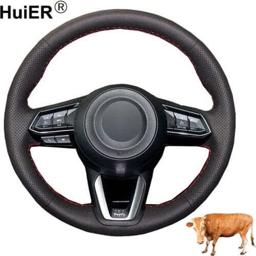 Hand Sewing Car Steering Wheel Cover Top Cow Leather Volant For Mazda 3 Axela Mazda 6 Atenza CX-3 2018-2019 CX-5 2017-2019 CX-9