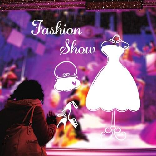 DIY Lady Wardrobe creative Stickers Window Personality Decorative Wall Stickers Fashion Glass Decal Girl Bedroom Decor Mural