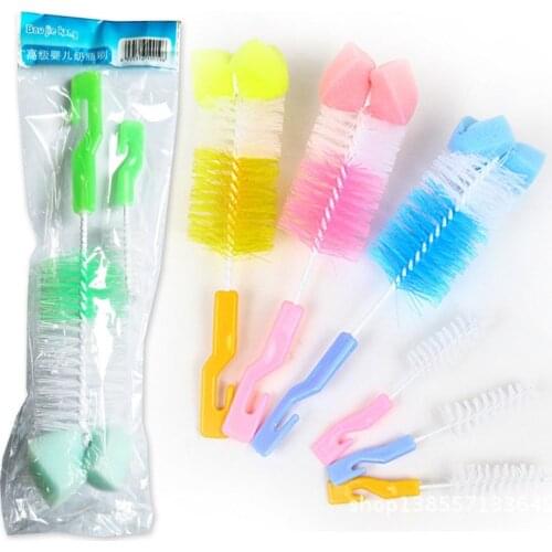 Bottle Feeding Brushes Nipple Milk Brush Bottle Cup 360 Degree Sponge Cleaner + Pacifier Brush 2Pcs Kit