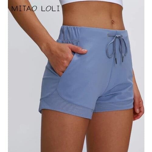 MITAO LOLI Naked-feel Buttery-soft Loose Fit Training Gym Sport Shorts Waist Drawstring Running Yoga Fitness Workout Shorts