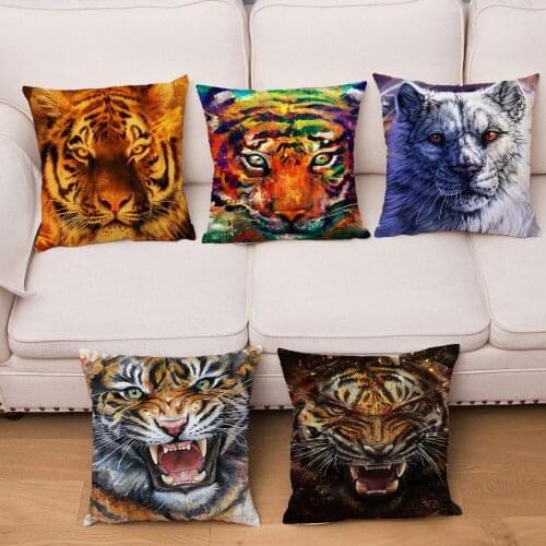 Super Soft Short Plush Wild Tiger Print Pillow Cover 45*45cm Cushion Covers Pillow Case Sofa Car Home Decor Animal Pillows Cases