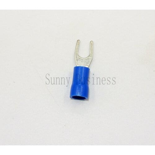 SV2-3.5 1000pcs/lot 16-14AWG #6 Blue Insulated Fork Terminals Electrical Crimp Connector Free Shipping